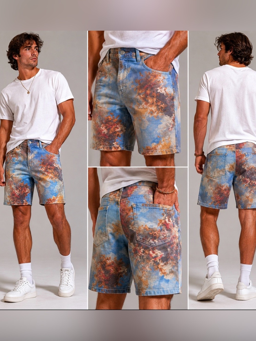 Boohoo MAN Denim Renaissance Streetwear Regencycore Victorian Shorts Waist 34